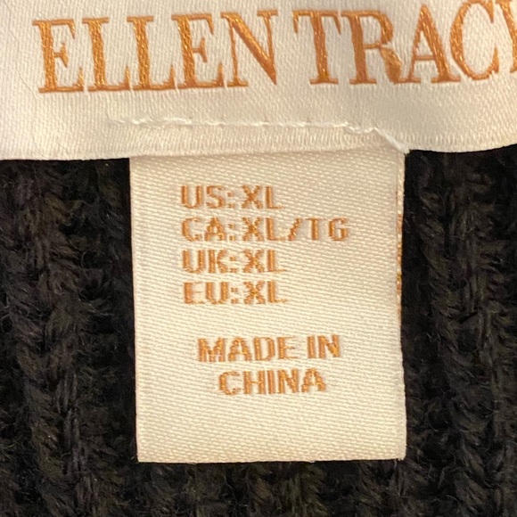 Ellen Tracy Womens Black Ribbed  Knit Long  Cardigan 2 Exterior Pockets /Size XL - Picture 10 of 10